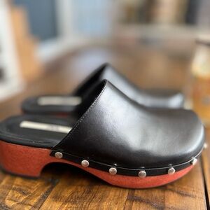 Zara Black and Red Studded Mules